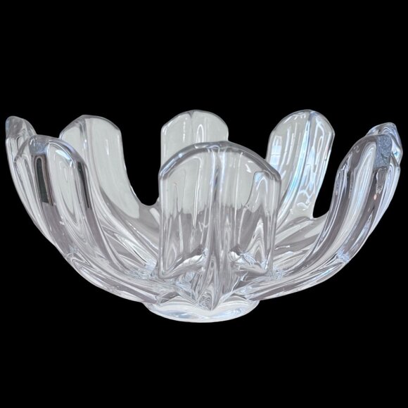 Vintage Vannes Lead Cristal Free Form Splash Bowl France Modernist Glass 11"W - Picture 3 of 5